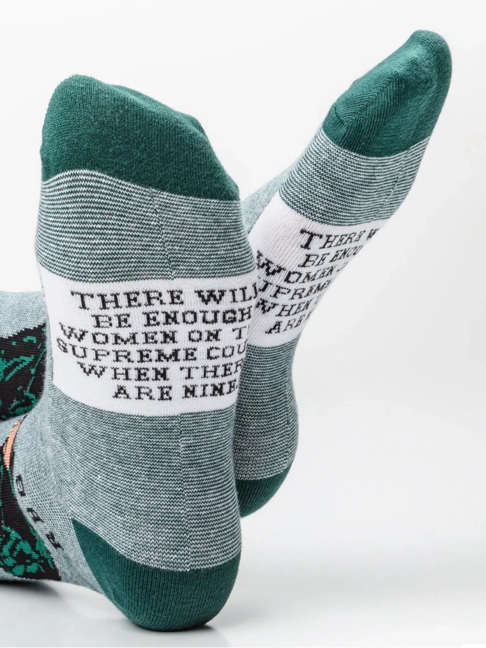 RBG Novelty Crew Socks in Green & Gray